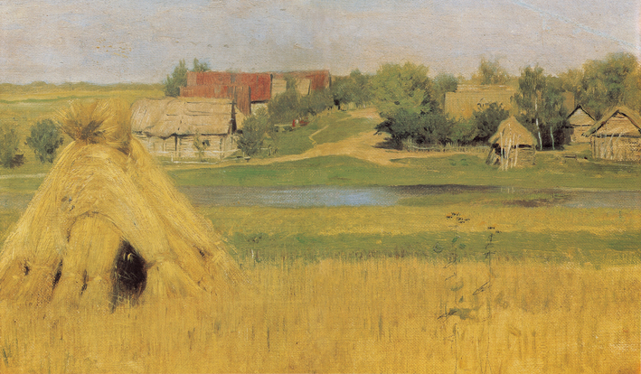  伊萨克·列维坦 Levitan，Isaak Iliich —— 河边的村庄与麦垛